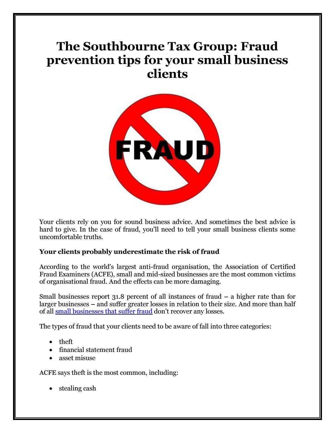 Southbourne Tax Group: 10 Ways To Identify Unpaid Fraud